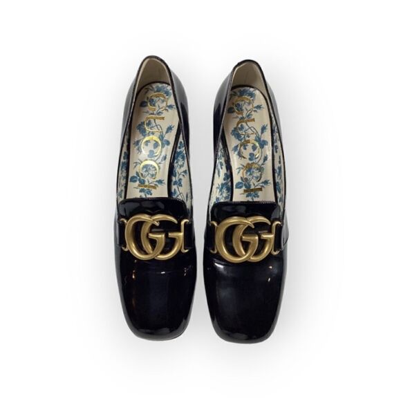 Gucci Venice GG Victoire  Marmont Black Patent Loafers Size EU 38 7 US - Picture 1 of 16